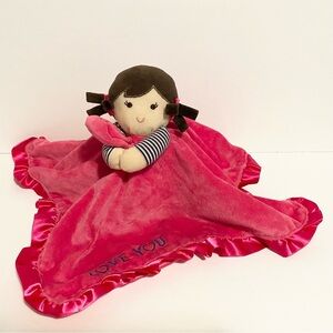 Carters Pink Doll Lovey Love You Satin Trim Baby Girl Soft Cuddle Toy 2013 Lovie